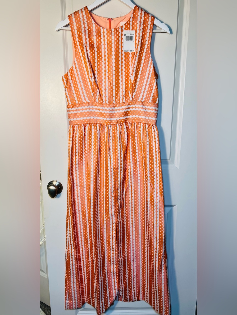 JB by Julie Brown Peach-Orange and White Striped Maxi Dress
